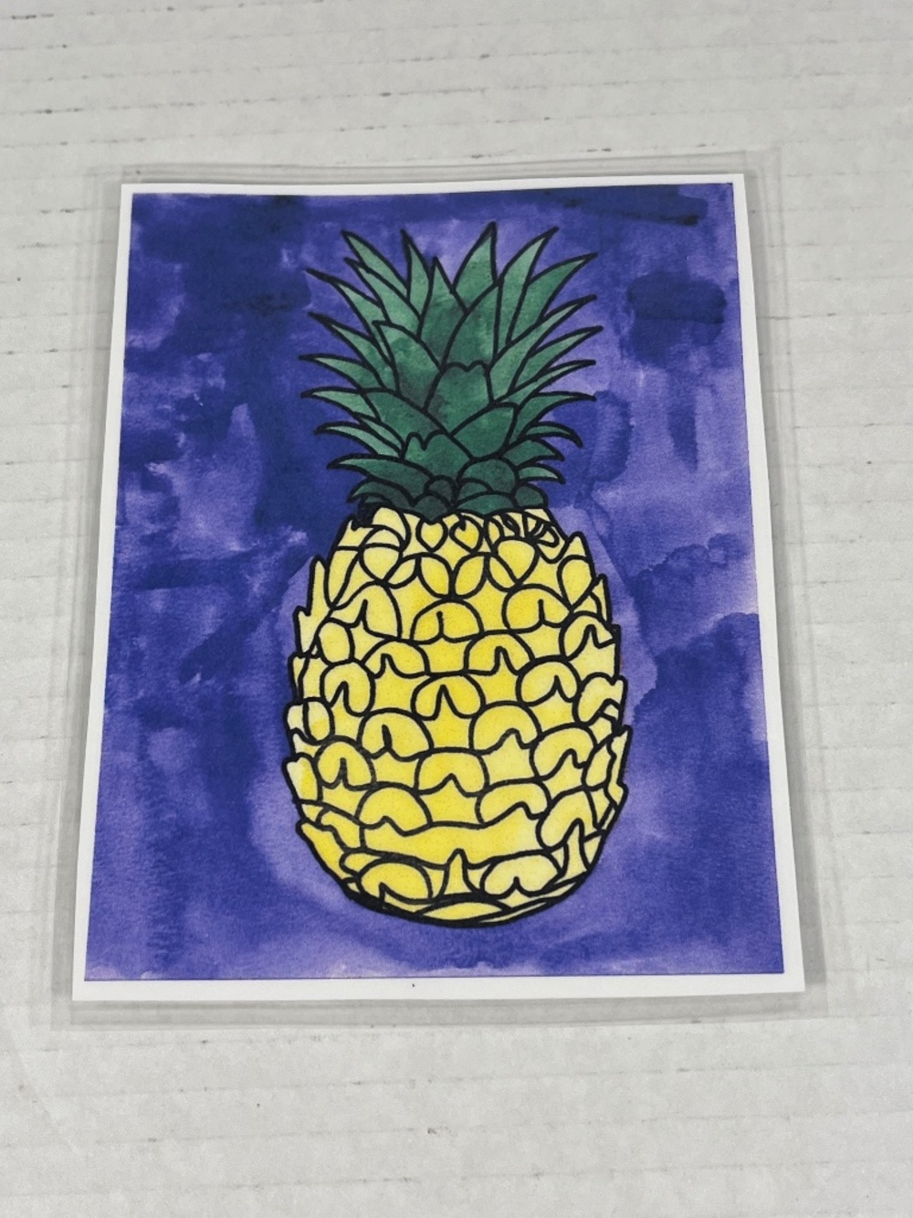 Pineapple Watercolor Painting Art Print Laminated ~4.25 x 5.5 inches